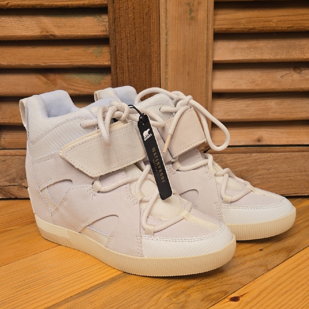 SALE! NWT! SOREL Out & About Sport High Top White Wedge Sneakers / Booties, SZ 7